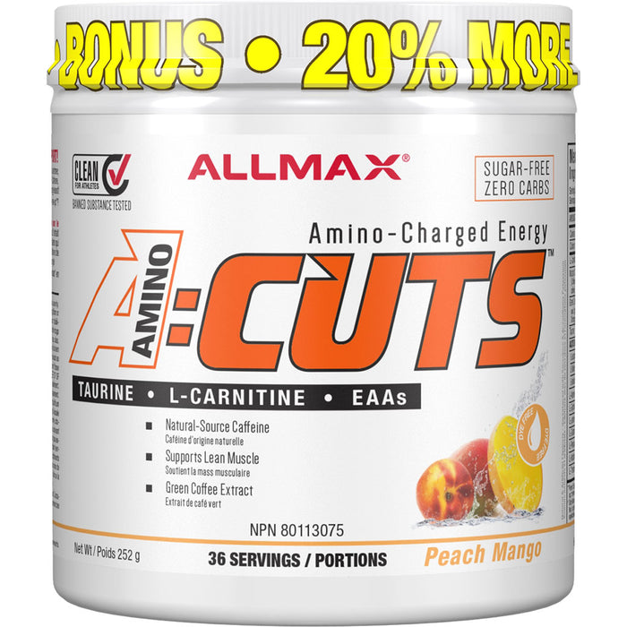 Allmax Amino Cuts (A:Cuts) Dye Free 36 Servings Peach Mango - SupplementSource.ca