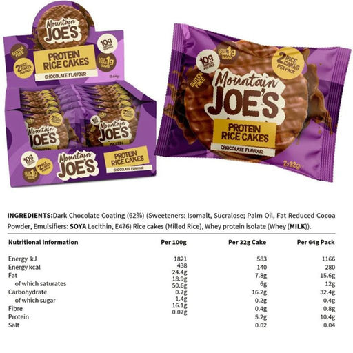 Mountain Joe's Protein Rice Cakes 12 Rice Cakes/Box Dark Chocolate SupplementSource.ca