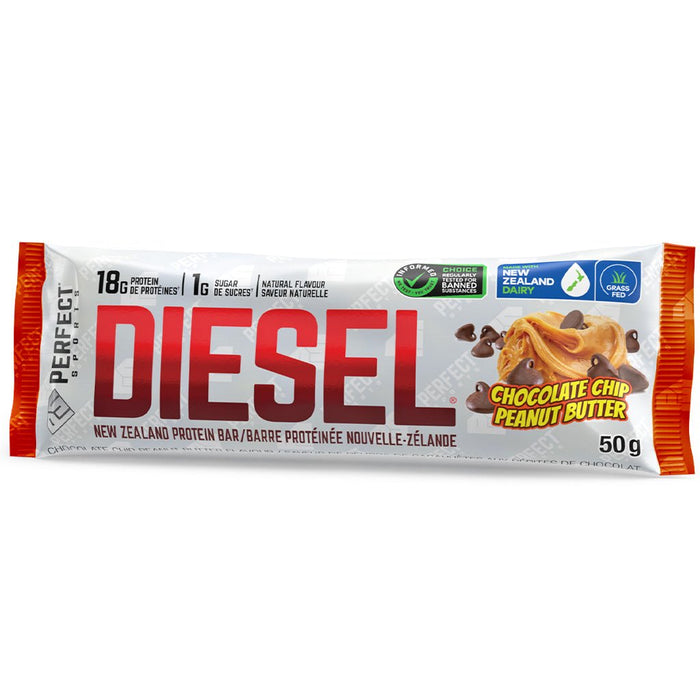 Perfect Sports Diesel Bar, Single Bar Chocolate Chip Peanut Butter - SupplementSource.ca