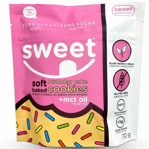 Sweet Nutrition Soft Baked Cookies - 12 x 70g Birthday Cake -  SupplementSource.ca
