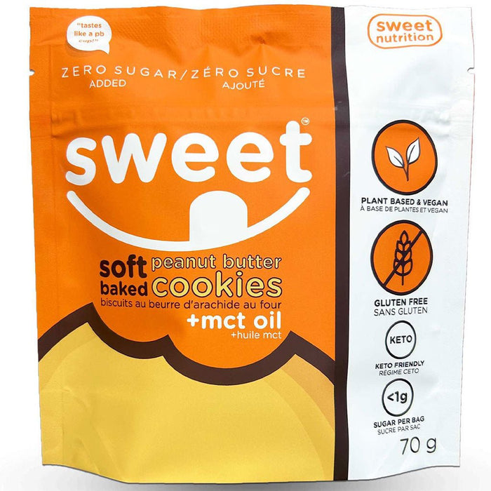 Sweet Nutrition Soft Baked Cookies - 12 x 70g Peanut Butter - SupplementSource.ca