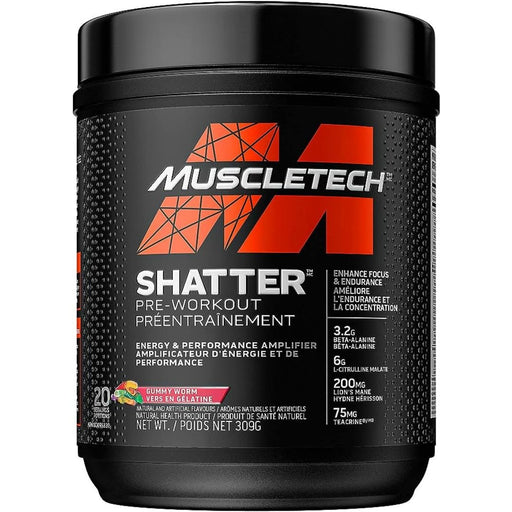 MuscleTech Shatter Pre-workout, 20 Servings Gummy Worms - SupplementSource.ca
