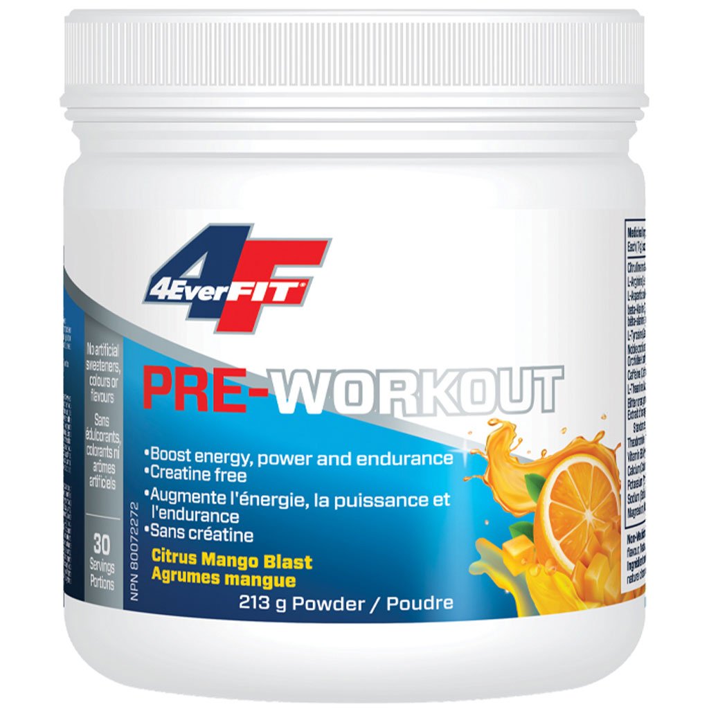 4Ever Fit Pre-Workout, 30 Servings Citrus Mango Blast - SupplementSource.ca