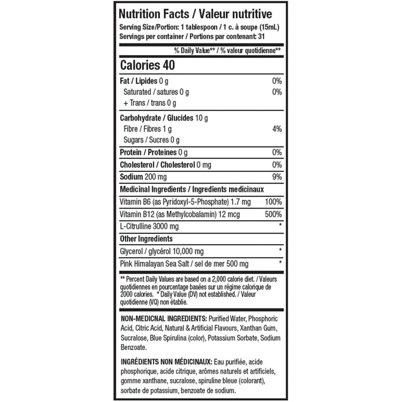 ANS Performance Dilate Liquid Pump, 473ml Blue Raspberry Nutrition Panel - SupplementSource.ca