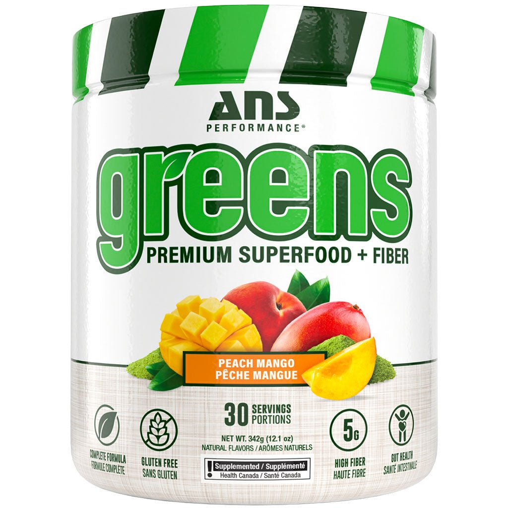 ANS Performance Greens Premium Superfood + Fiber, 30 Servings Peach Mango - SupplementSource.ca