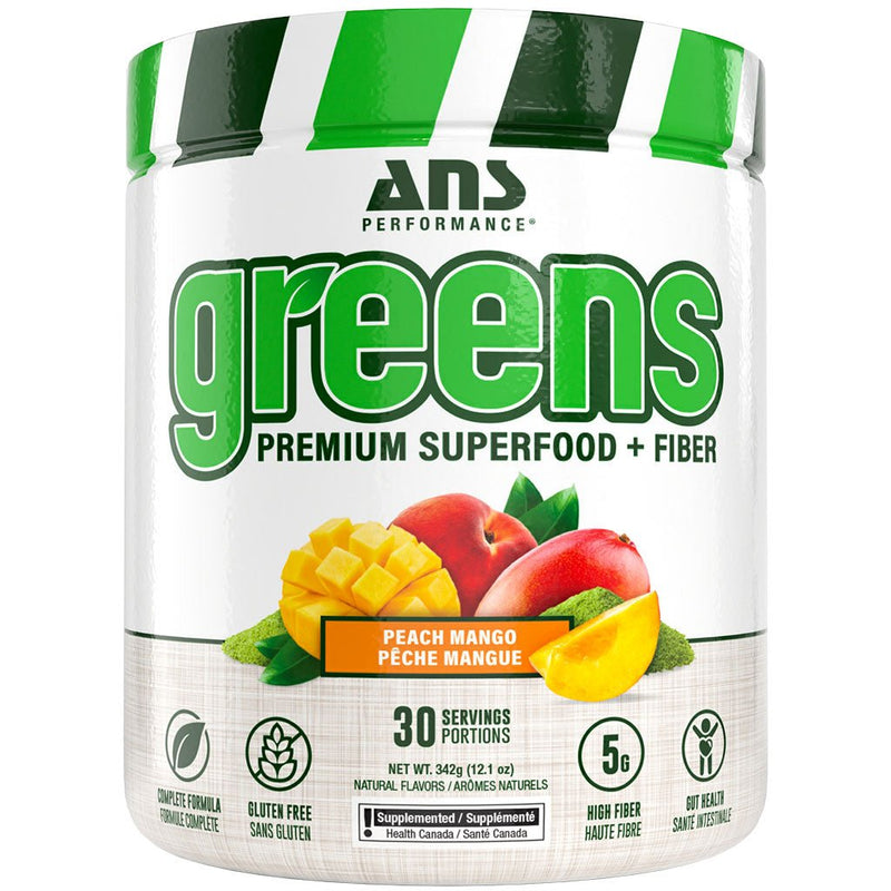 ANS Performance Greens Premium Superfood + Fiber, 30 Servings Peach Mango - SupplementSource.ca