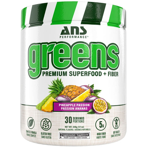 ANS Performance Greens Premium Superfood + Fiber, 30 Servings Pineapple Passion - SupplementSource.ca
