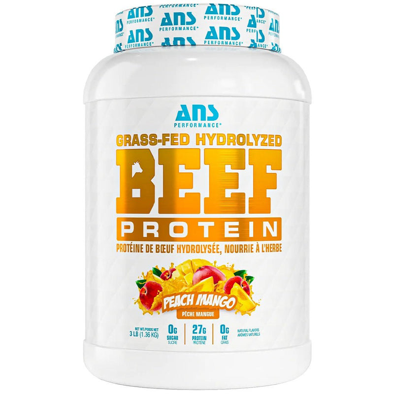 ANS Performance Grass-Fed Hydorlyzed Beef Protein, 3lb Peach Mango - SupplementSource.ca