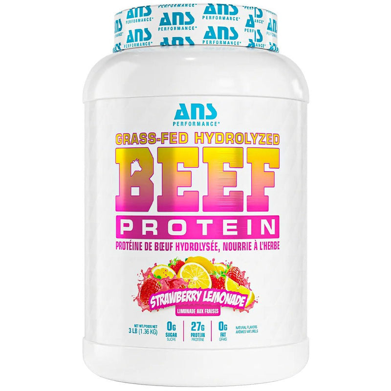 ANS Performance Grass-Fed Hydorlyzed Beef Protein, 3lb Strawberry Lemonade - SupplementSource.ca