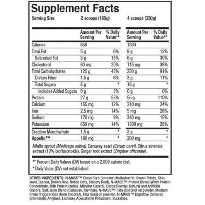 ANS Performance N-Mass 12lb Nutritional Panel - SupplementSource.ca