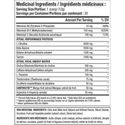 ANS Performance Ritual Pre-workout, 30 Servings Nutrition Panel - SupplementSource.ca