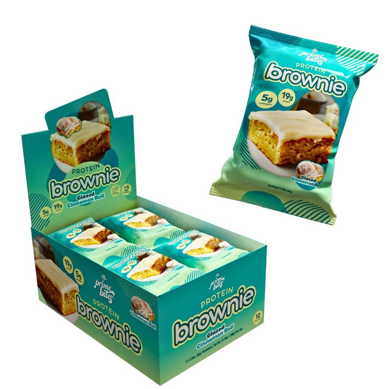 AP Prime Bites Protein Brownie Glazed Cinnamon Roll, 12 Brownies/Box - SupplementSource.ca