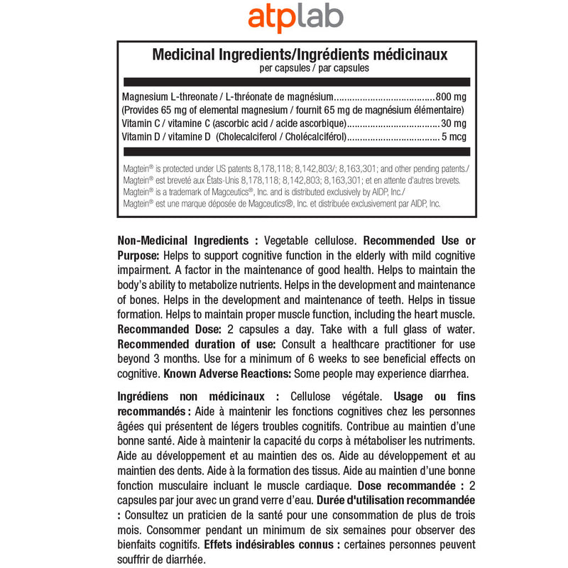 ATPLab Mind Mag, 60 VCaps Nutrition Panel - SupplementSource.ca