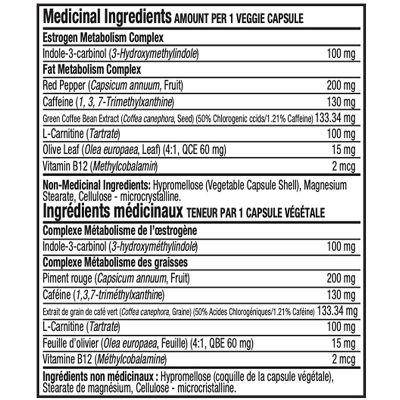 Aeryon Wellness Lose It, 60 VCaps Nutrition Panel - SupplementSource.ca