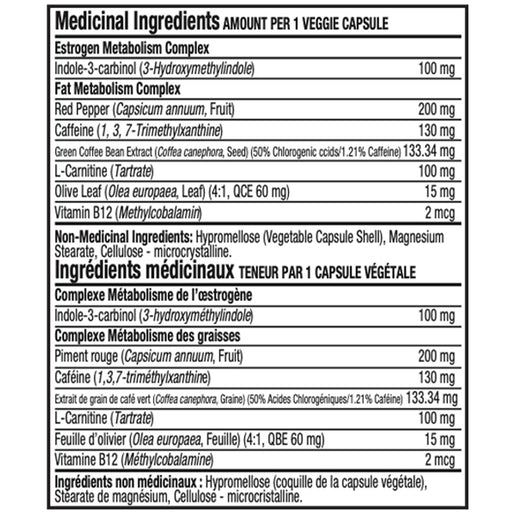 Aeryon Wellness Lose It, 60 VCaps Nutrition Panel - SupplementSource.ca