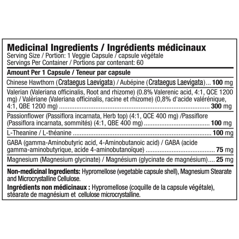 Aeryon Wellness Snooze, 60 VCaps  Nutrition Panel - SupplementSource.ca