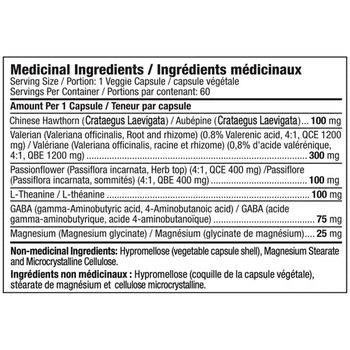 Aeryon Wellness Snooze, 60 VCaps  Nutrition Panel - SupplementSource.ca