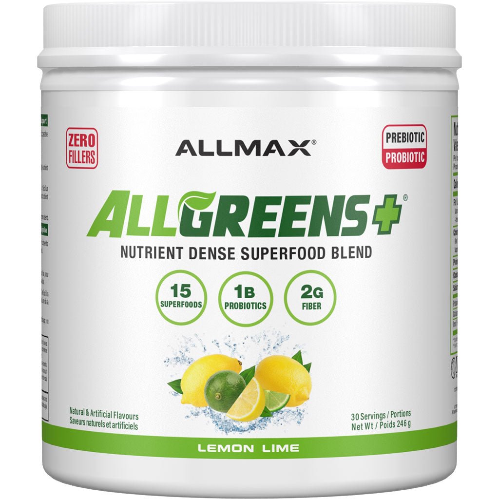 Allmax AllGreens+, 30 Servings Lemon Lime - SupplementSource.ca