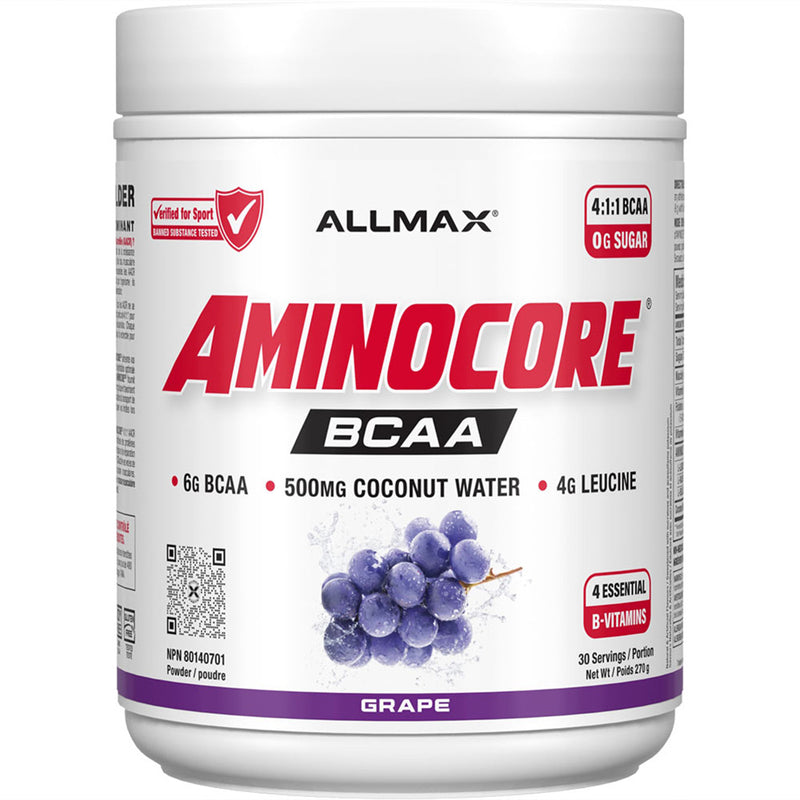 Allmax Aminocore BCAA. 30 Servings Grape NEW FORMULA - SupplementSource.ca