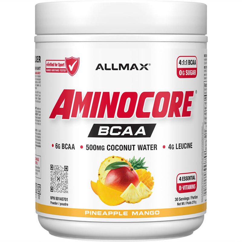 Allmax Aminocore BCAA. 30 Servings Pineapple Mango NEW FORMULA - SupplementSource.ca
