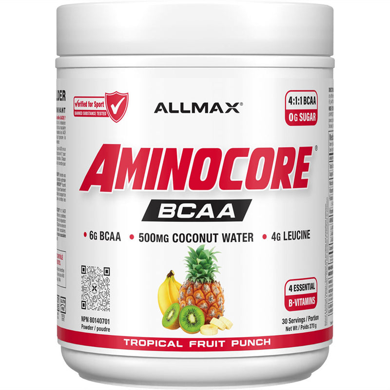 Allmax Aminocore BCAA. 30 Servings Tropical Fruit Punch NEW FORMULA - SupplementSource.ca