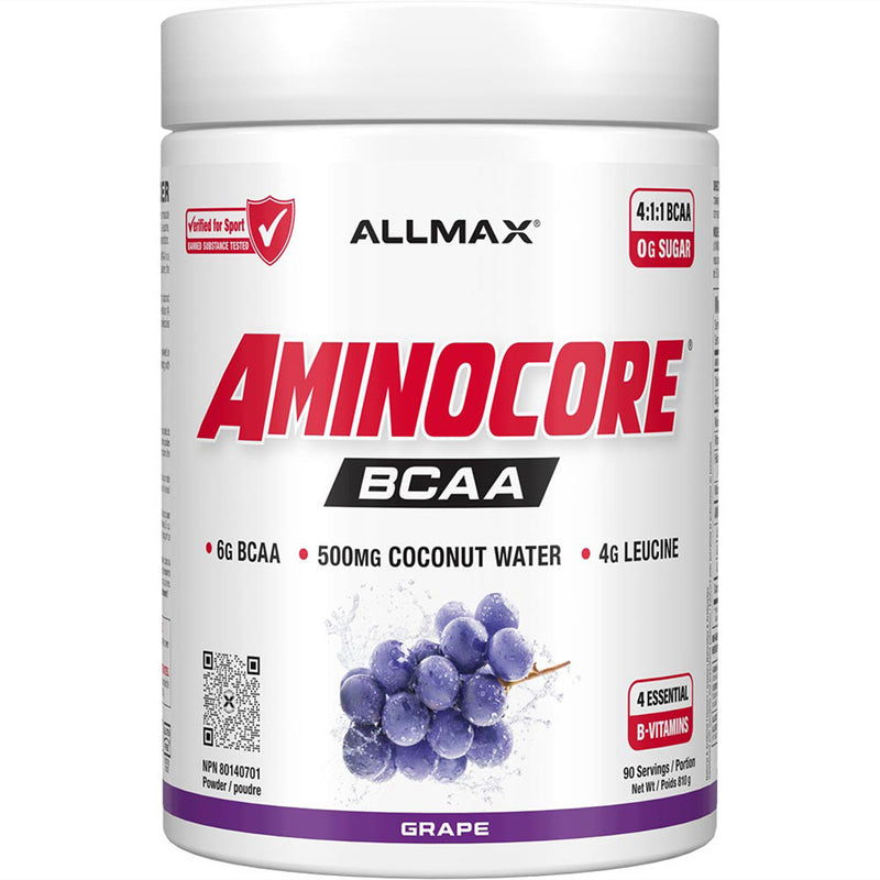 Allmax Aminocore BCAA. 90 Servings Grape NEW FORMULA - SupplementSource.ca