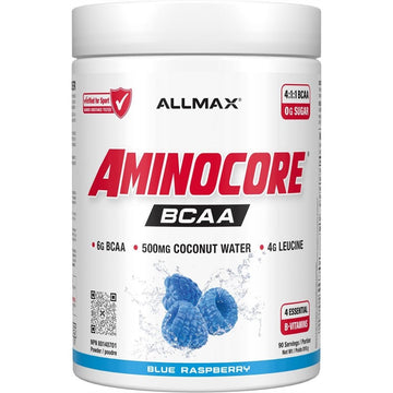 Allmax Aminocore BCAA. 90 Servings Blue Raspberry NEW FORMULA - SupplementSource.ca