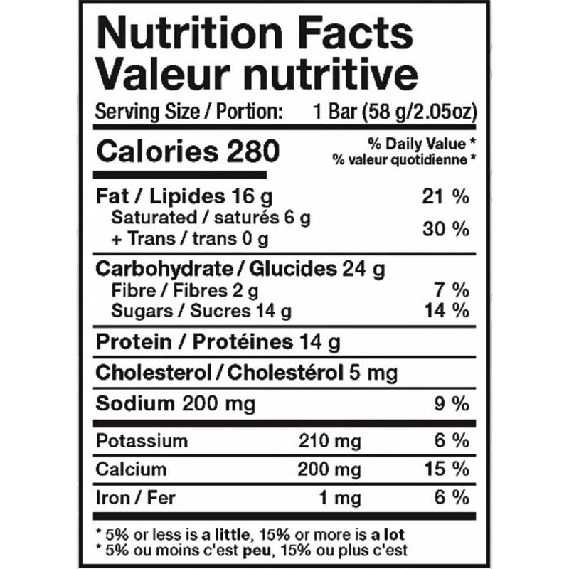 Allmax Cheat Protein Bar, 58g x 12 Bars/Box Nuts Over Chocolate Nutrition Facts - SupplementSource.ca