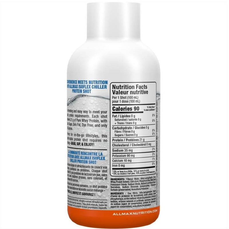 Allmax Isoflex Chiller Shot Nutrition Panel,  Orange, 1 Shot - SupplementSource.ca