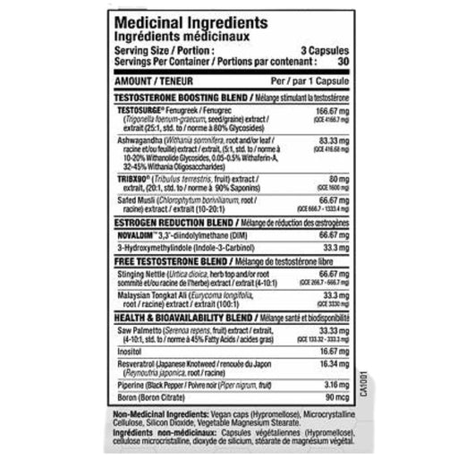 Allmax TestoFX Xtreme Nutrition Panel, 90 Capsules - SupplementSource.ca