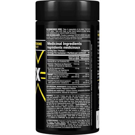 Allmax TestoFX Sport Nutrition Panel - SupplementSource.ca