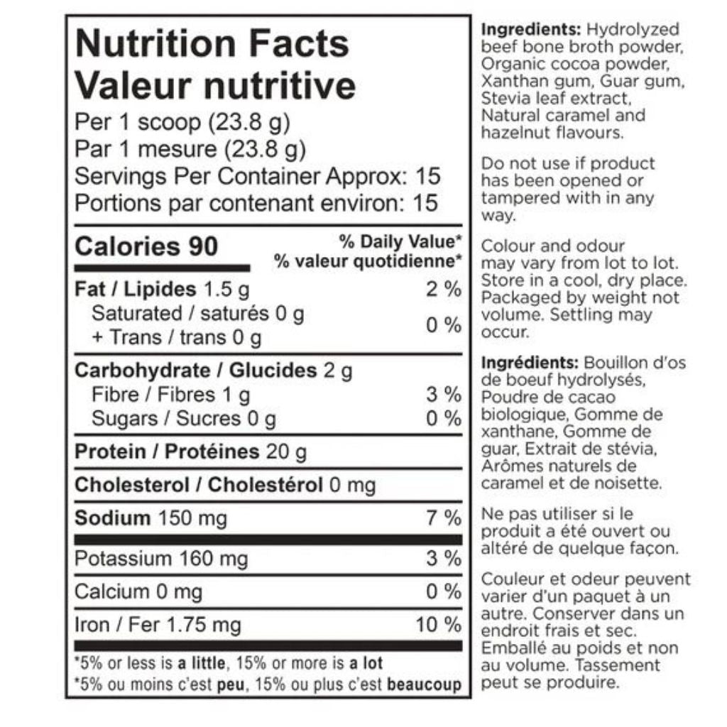 Ancient Nutrition Bone Broth Collagen Nutrition Panel, Chocolate Flavour, 357g - SupplementSource.ca