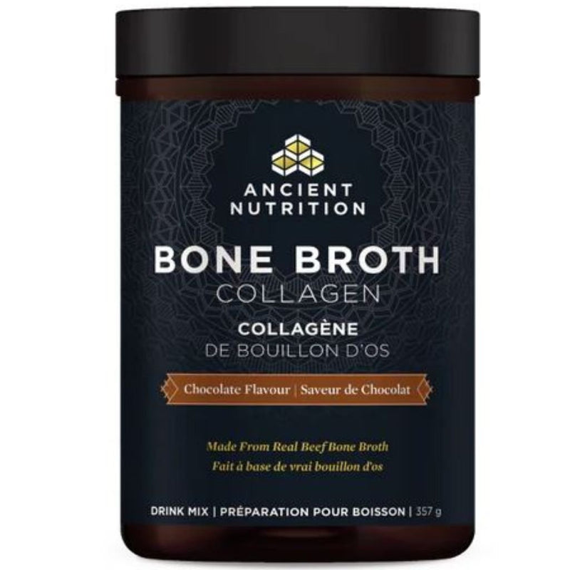 Ancient Nutrition Bone Broth Collagen, Chocolate Flavour, 357g - SupplementSource.ca