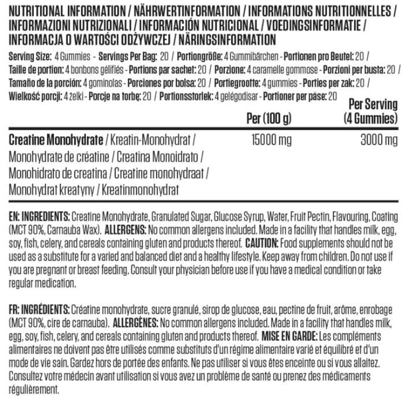 Applied Nutrition Creatine Gummies Nutrition Panel, 80 Gummies - SupplementSource.ca