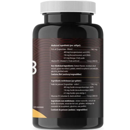 AquaOmega 3x Omega-3 Nutrition Panel, 120 Softgels - SupplementSource.ca