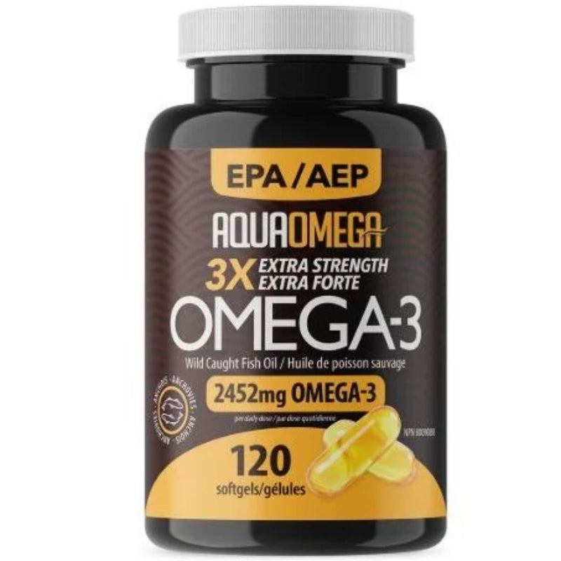 AquaOmega 3x Omega-3, 120 Softgels - SupplementSource.ca