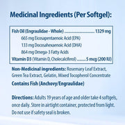 AquaOmega High EPA Omega-3 3456mg, 120 Softgels Nutrition Panel - SupplementSource.ca
