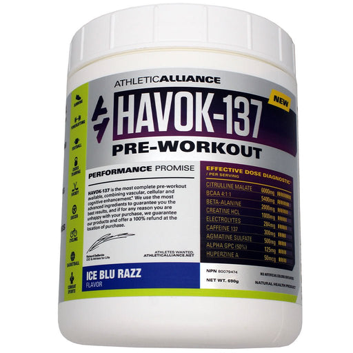 Athletic Alliance Havok-137 Pre-workout, 30 Servings Ice Blu Razz - SupplementSource.ca