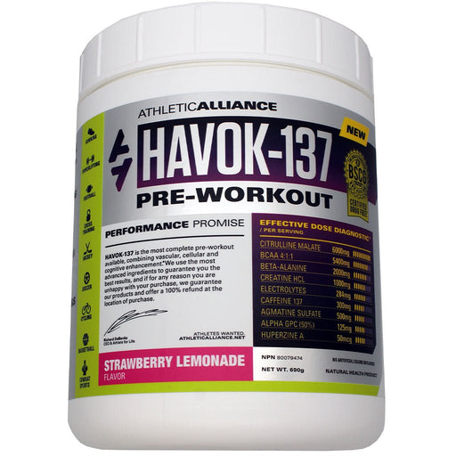 Athletic Alliance Havok-137 Pre-workout, 30 Servings Strawberry Lemonade - SupplementSource.ca