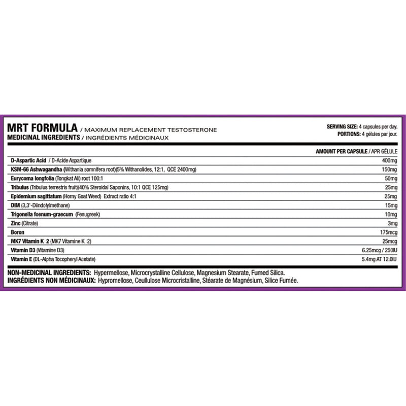 Athletic Alliance MRT, 56 Capsules Nutrition Panel - SupplementSource.ca