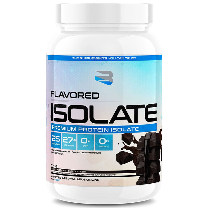 Believe Supplements Flavored Isolate, 775g Dark Chocolate - SupplementSource.ca