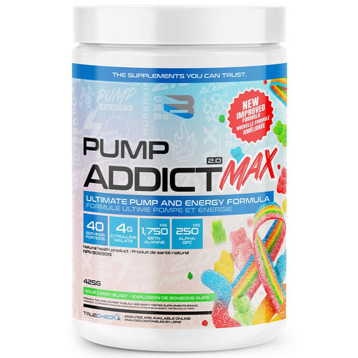 Believe Supplments Pump Addict Max, 40 Servings Sour Candy Blast - SupplementSource.ca