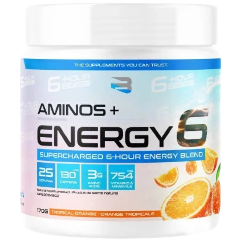 Believe Supplements Aminos + Energy 6, 25 Servings Tropical Orange - SupplementSource.ca
