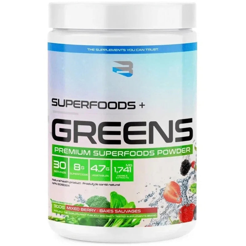Believe Supplements Superfoods + Greens, 30 Servings Mixed Berry - SupplementSource.ca