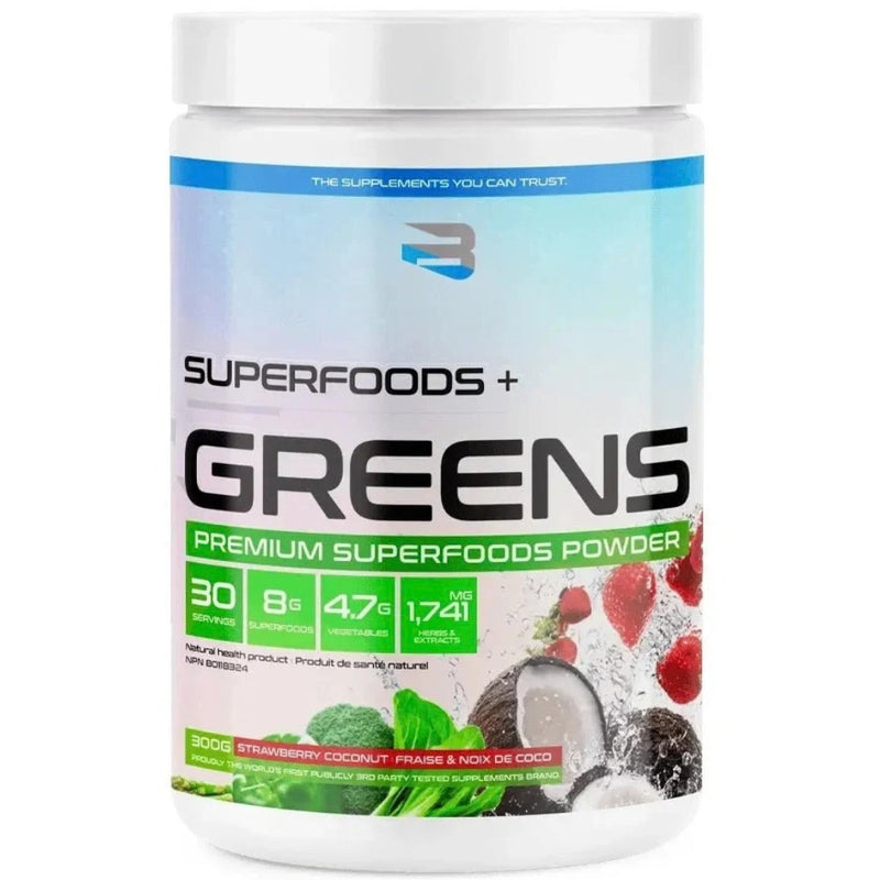 Believe Supplements Superfoods + Greens, 30 Servings Strawberry Coconut - SupplementSource.ca