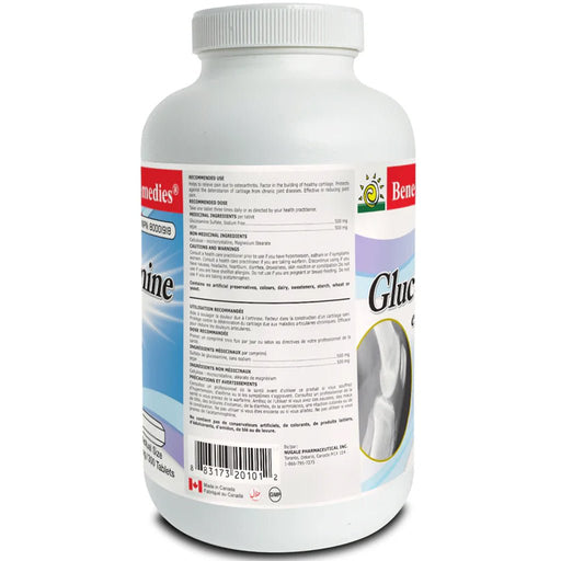 Benemax Remedies Glucosamine & MSM, 300 Tablets Side Panel - SupplementSource.ca