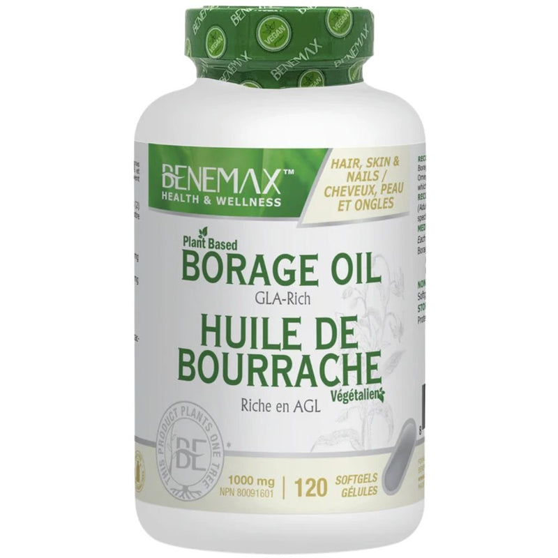 Benemax Health & Wellness Plant Based Borage Oil 120 Softgels - SupplementSource.ca