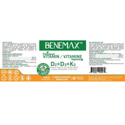 Benemax Vit D2 D3 and K2 Nut Panel, 30 softgels - SupplementSource.ca