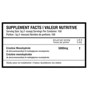 Beyond Yourself Creatine Monohydrate, 100 Servings Nutritional Panel - SupplementSource.ca
