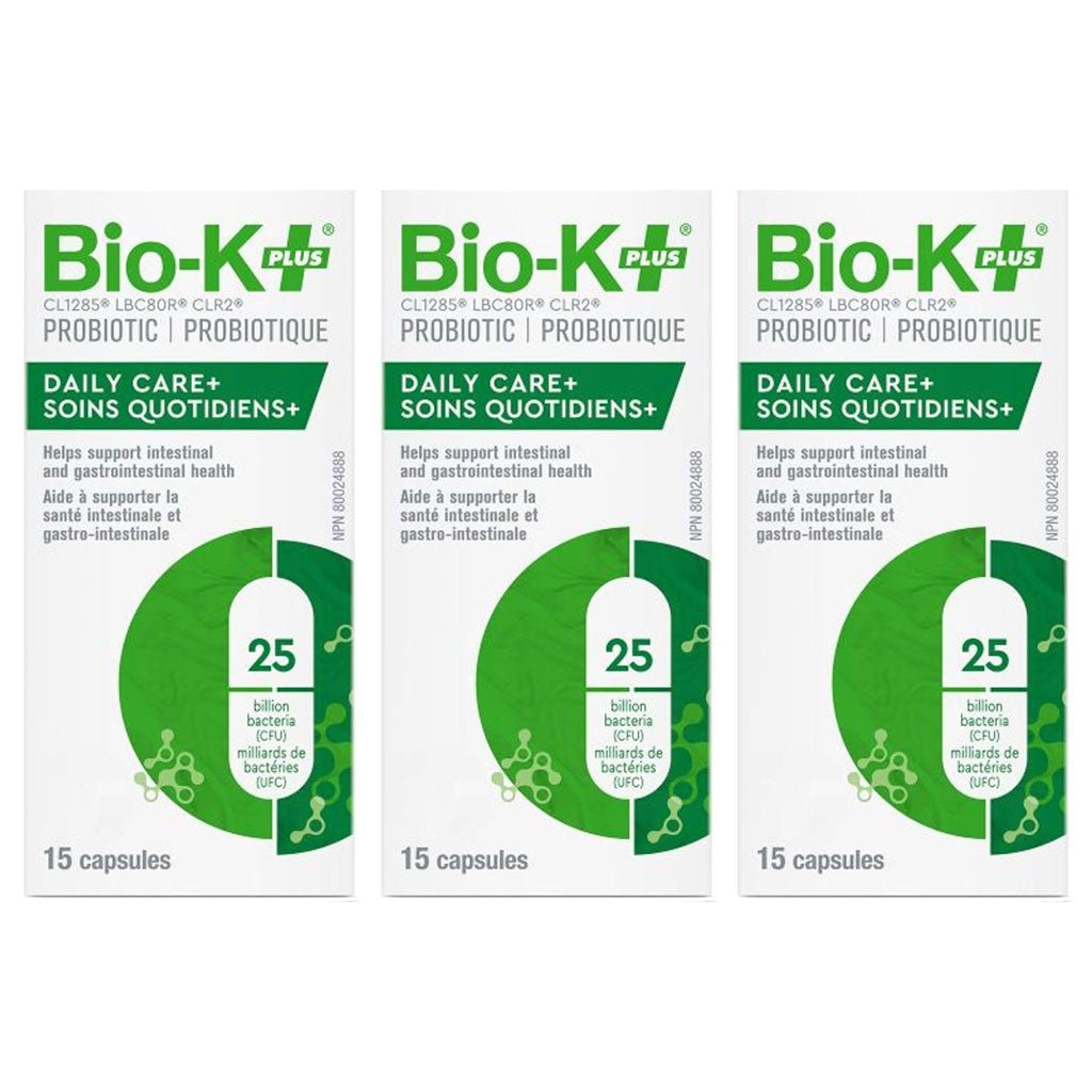Bio-K Plus PROBIOTIC DAILY CARE+ 25B, 3x15 VCaps (3-Pack) - SupplementSource.ca
